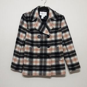 Chadwicks wool pea coat women Plaid 4 double breasted classic luxury Y2K comfy